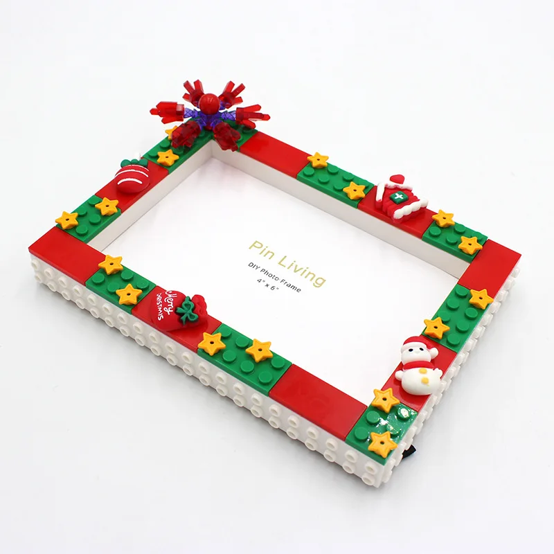 1Pcs Christmas Photo Frame Buildings Blocks DIY Picture Frame For Home Decoration Family Activity Gift Blocks Photo Frame