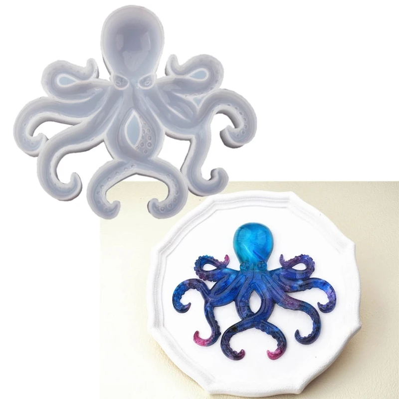 Y1UB Mirror Ocean Octopus Epoxy Resin Mold Ornaments Silicone Mould DIY Crafts Home Decorations Casting Tools