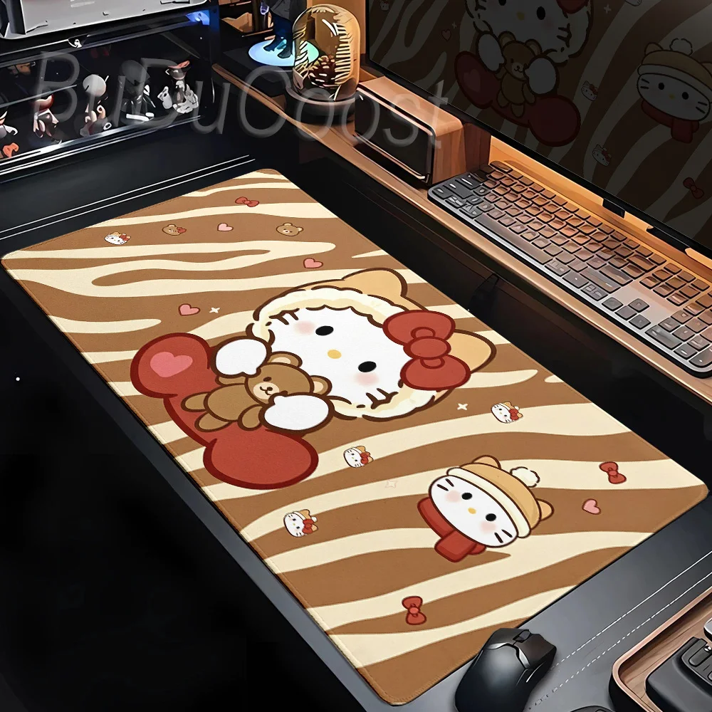 Sanrio Brown Hello Kitty Anime Mousepad HD Printing Computer Game Locking Edge Non-slip Mouse Pad XXL Keyboard PC Desk Decor Pad