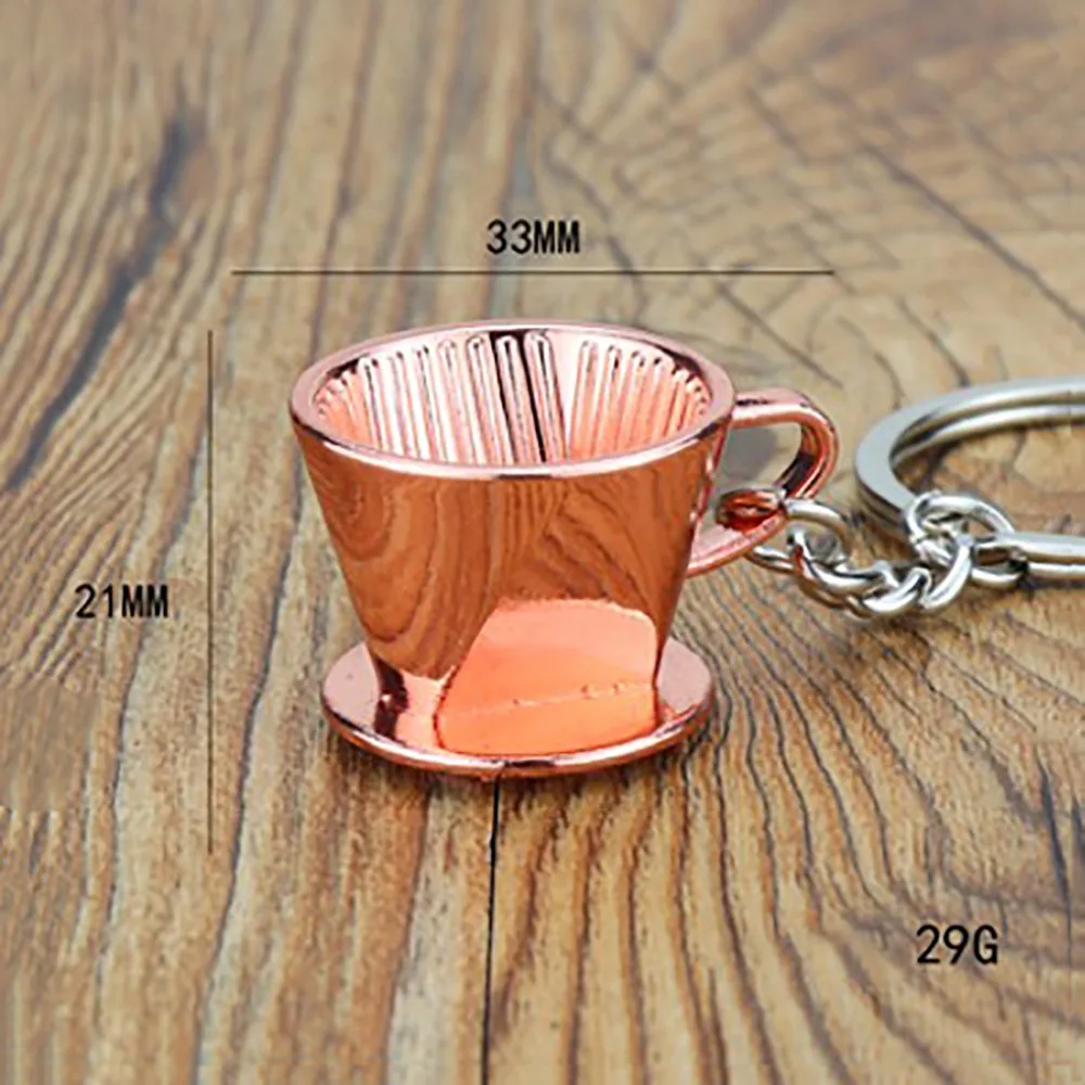 Metal 3D Creative Coffee Keychain Mini Cute Coffee Handle Keyring Accessories Pitcher Creative Barista Coffee Keychain Girl Gift