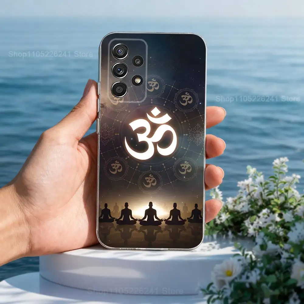 Indian Yoga A-Aum O-Om para Samsung A51,71,30,S10,9,20,Ultra,FE,Lite, S23,21,22,PIus,transparente,funda de silicona para teléfono