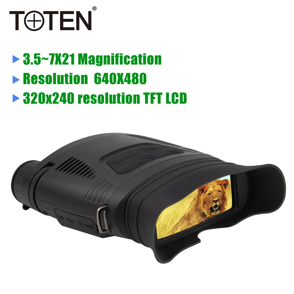 TOTEN 3.5x-7x Digital Zoom IR Night Vision Device Binocular 200 Meters 3W 850nm Hunting Surveillance Goggles Infrared Equipment