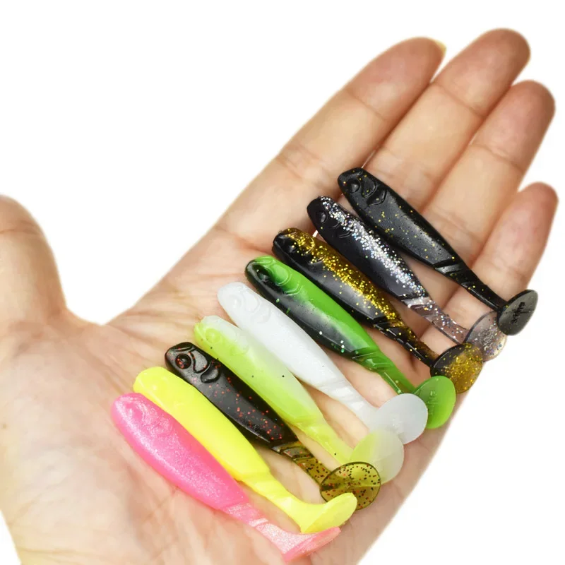 10pcs Silicone Soft Lures Piece Artificial Tackle Bait 5.5cm 2.3g Goods For Fishing Sea Fishing Rockfishing Swimbait Wobblers