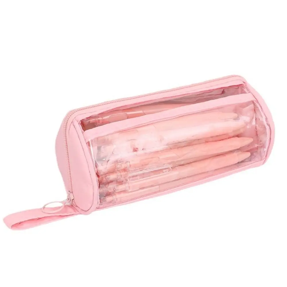 PVC Transparent Pencil Case Standing Organizer Large Capacity Pencil Bag Multi-functional Dirt Resistant Zipper Pencil Case