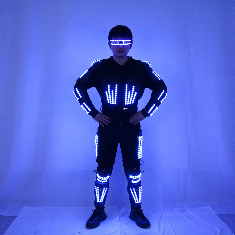 

LED Luminous Armor Costume Nightclub DJ Performance Men's Clothing Halloween Fluorescent Glasses Props