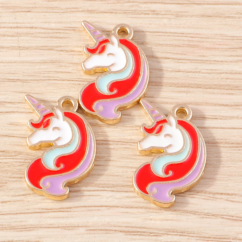 Tusember Charms Niedliche Cartoon-Pferd-Einhorn-Anhänger für Schmuckherstellung, Ohrringe, Halsketten, DIY-Bastelbedarf – Detail 6