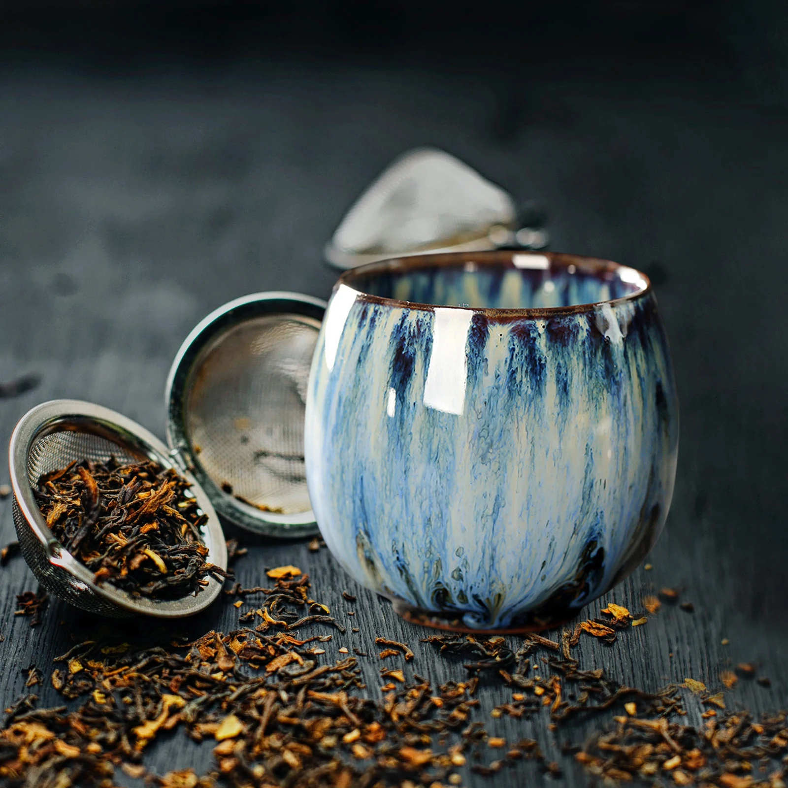 1Pcs 110ml Handmade Kiln Change Ceramic Tea Cup Porcelain Kung Fu Drinking Cup Retro Pottery Drinkware for Home Tea Ceremony