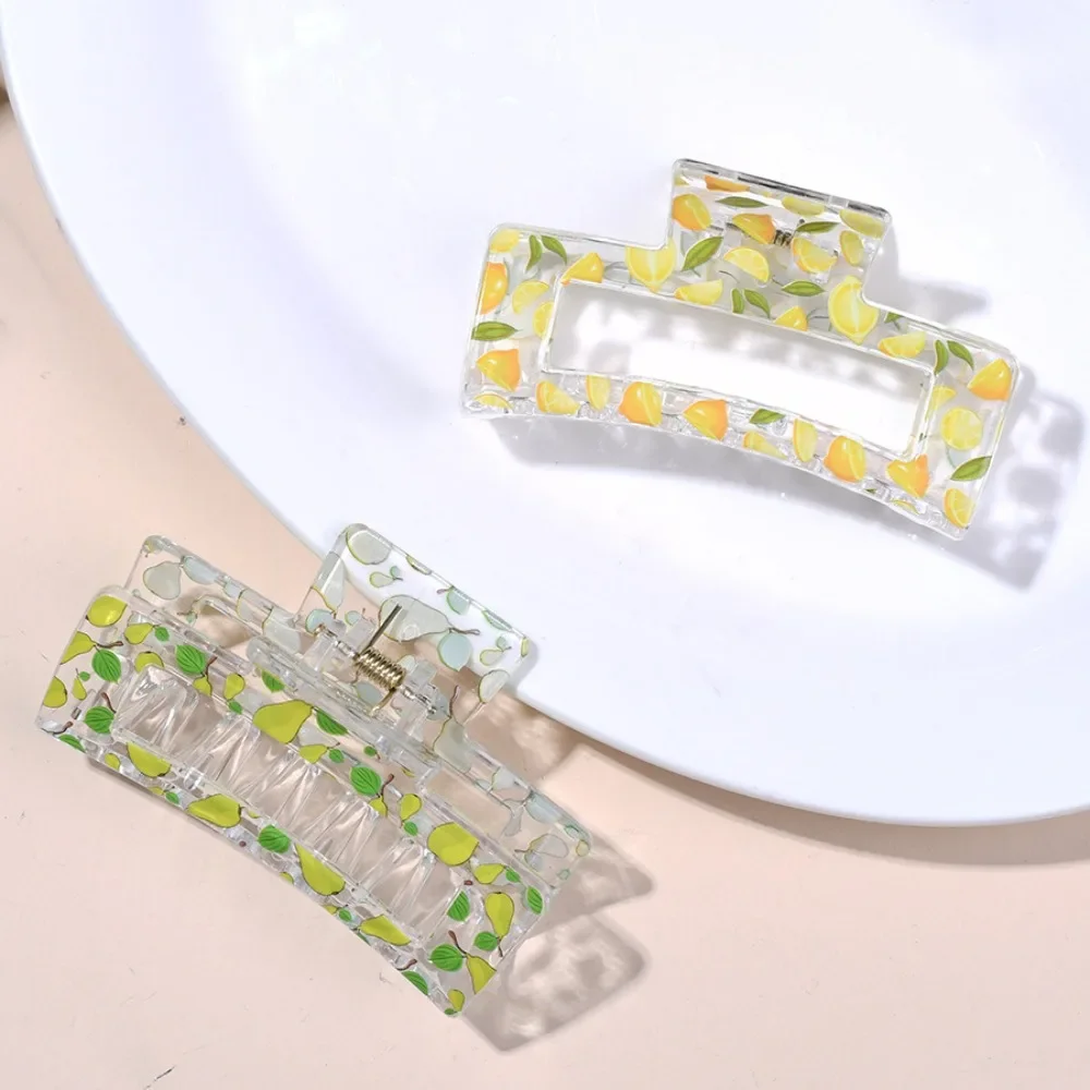 

Корейские милые фрукты, коготь для волос, пластиковые заколки с фрагментарными цветами, заколки большого размера, головные уборы, летние