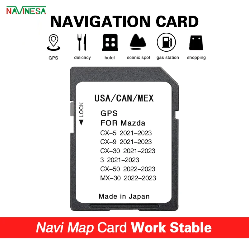 2023 for Mazda 3 CX-5 CX-9 CX-30 MX-30 CX-50 GPS Update Maps Version Navigation System SD Card USA/CAN/MEX Sat Navi