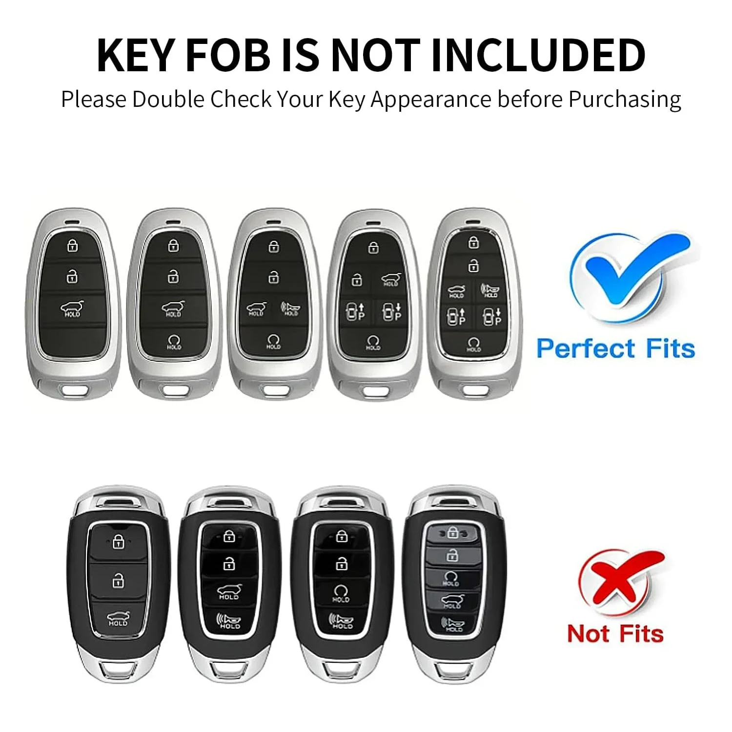 Key Shell For Hyundai, Carbon Fiber Key Fob Cover Protector For Hyundai Palisade Accessories Tucson Sonata Santa Car Key Case