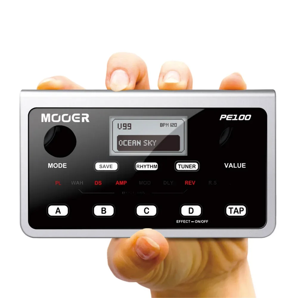 MOOER PE100 Guitar Pedal Multi Effect Processor Portable 40 Drum Patterns 10 Metronomes Tap Tempo 39 Type of Effect Guitar Pedal