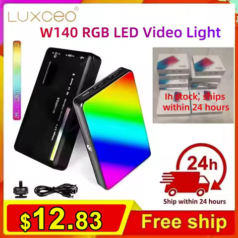 on sale LUXCEO W140 RGB LED Video Light Full Color 2500 to 9000K 8W 3100mAh Photography Camera Light Dimmable Pocket Panel Light