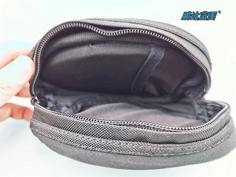 Tas penyimpanan Digital tas lembut elastis bulat dompet koin ritsleting kotak penyimpanan kabel data earphone tas tebal hitam