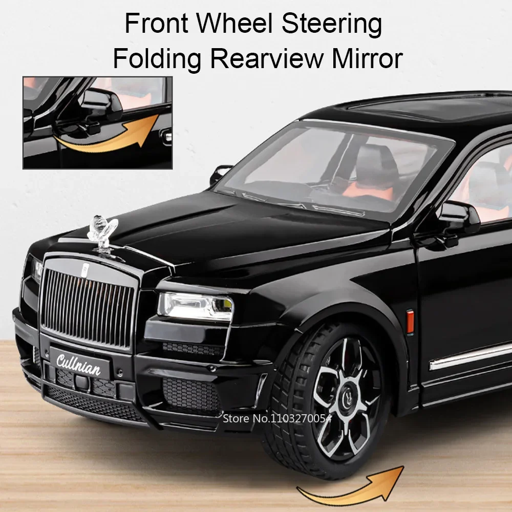 1:20 Rolls-Royce Cullinan Balck Badge Alloy Miniature Model Toy Diecast Car 6-drzwi Openend Sound Light Pull Back Prezent świąteczny