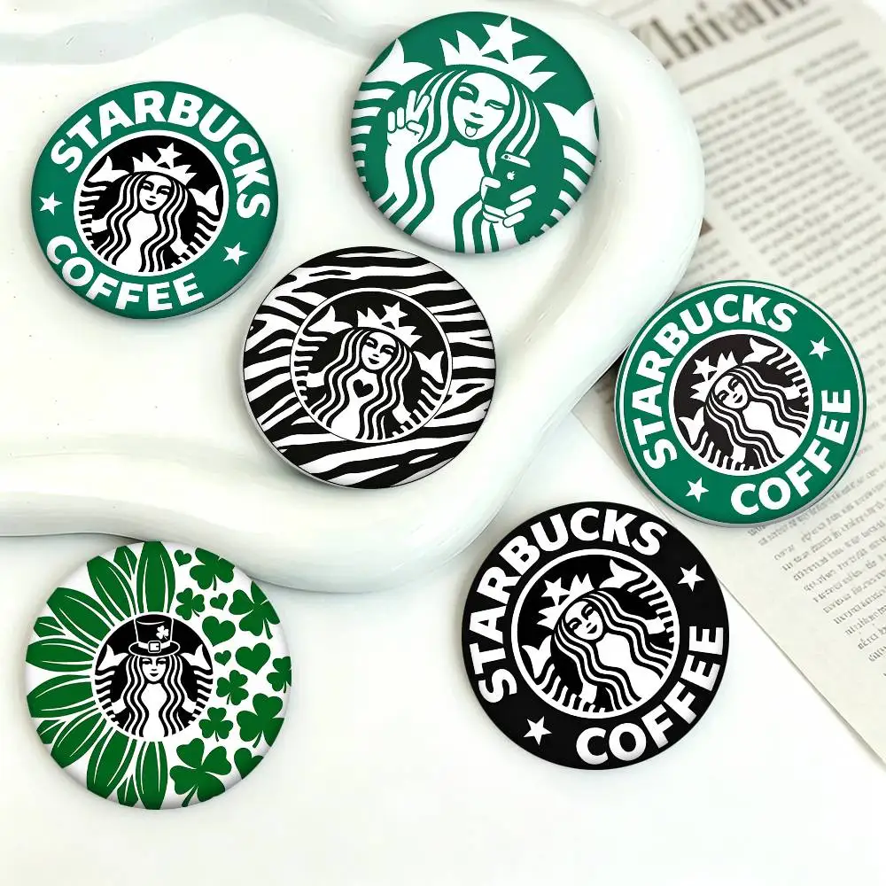 1 Stück R-Starbucks Logo Kaffee-Anstecknadel im Cartoon-Stil für Rucksack-Dekoration, runde Emaille-Pins als Accessoires
