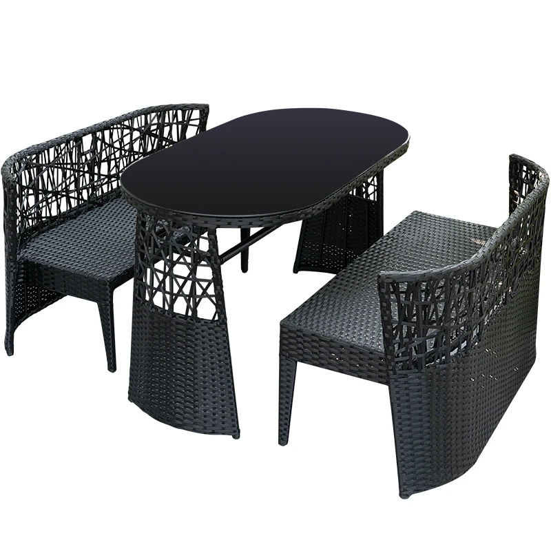 

Balcony small table and chair rattan chair tea table three-piece set