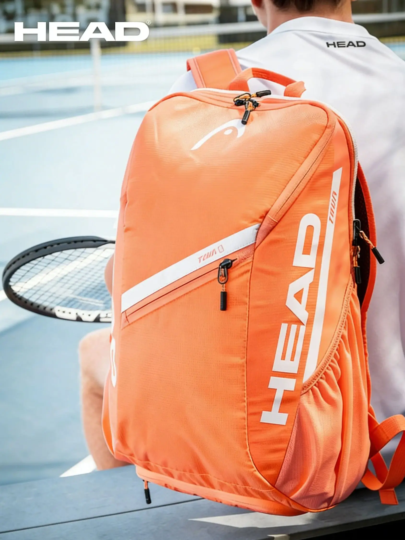 

25L HEAD Tour Team Series Tennis Racket Bags for Men Women Orange Pink Original Comfortable Backpack With Shoe Storage 2 Rackets