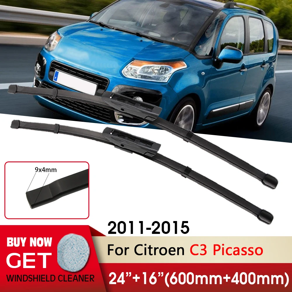 

Car Wiper Front Wiper Blades 24"+16" For Citroen C3 Picasso 2011-2015 Fit Push Button Front Windscreen Wipers Auto Accessories