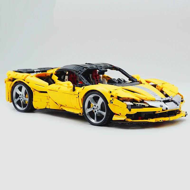 MOC Technical Yellow SF90 Speed Sports Car Building Blocks Hypercar Model Bricks Assembly Education Children Toys Christams Gift