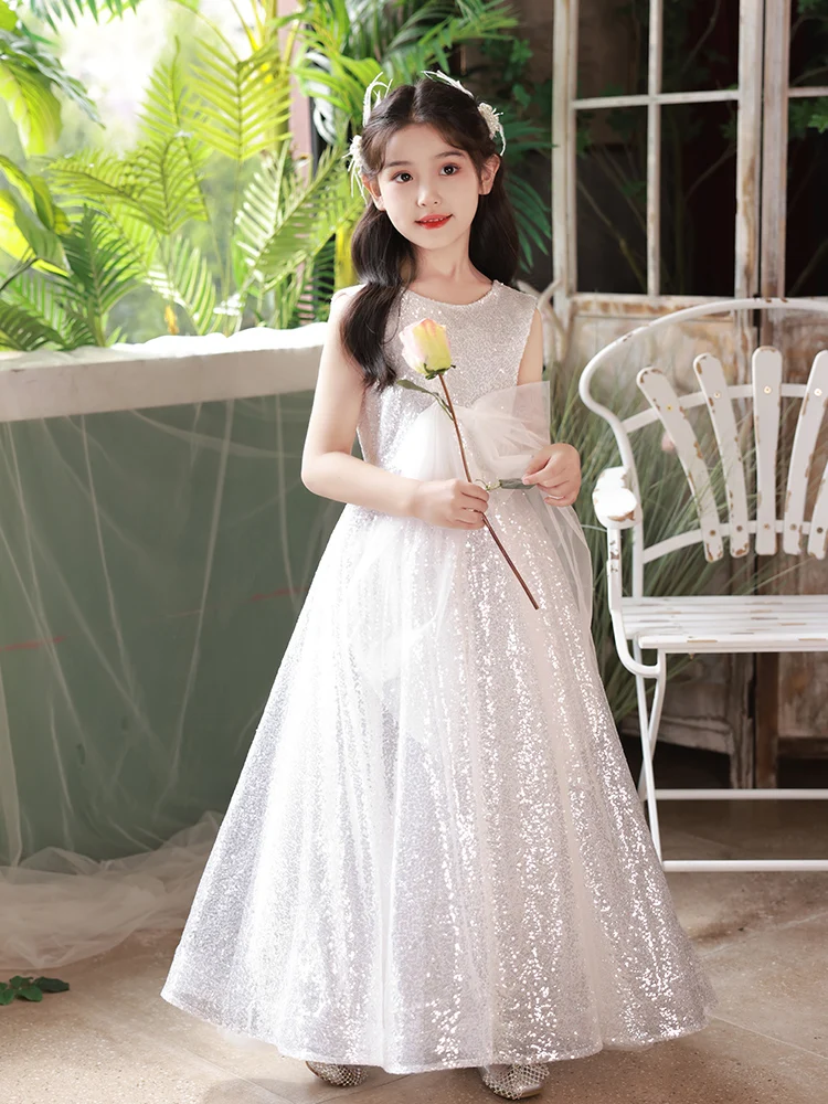 YZYmanualroom Girls Glitter Length Junior Bridesmaid Dress Girls Pageant Concert Dress Dinner dress/can be customized