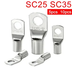 5/10pcs Terminal Crimp SC25 SC35 SC Wire Nose Lugs Ring Battery Cable Bolt Hole Connector Lugs Screw SC25-6 SC35-6