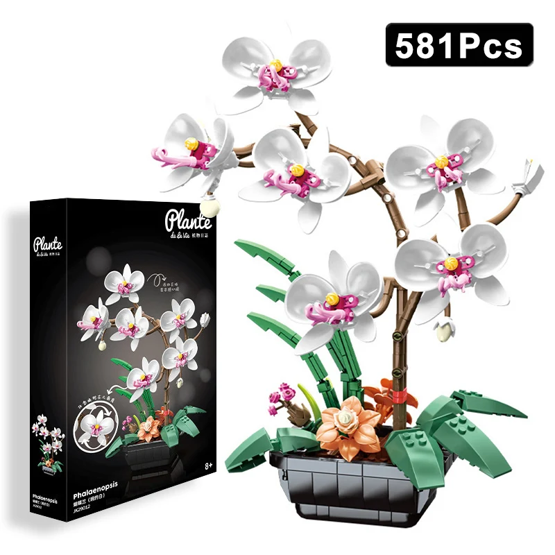 Creative Butterfly Orchid Phalaenopsis Potted Model Building Blocks 10311 MOC Flowers Plants Bonsai Bricks Toys Valentine\'s Gift