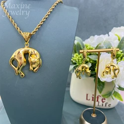 Animals 18K Gold Plated Jewelry Sets for Women Arabic Wedding Ethiopian Bridal Dubai Necklace Earring Jewellery Party Gift