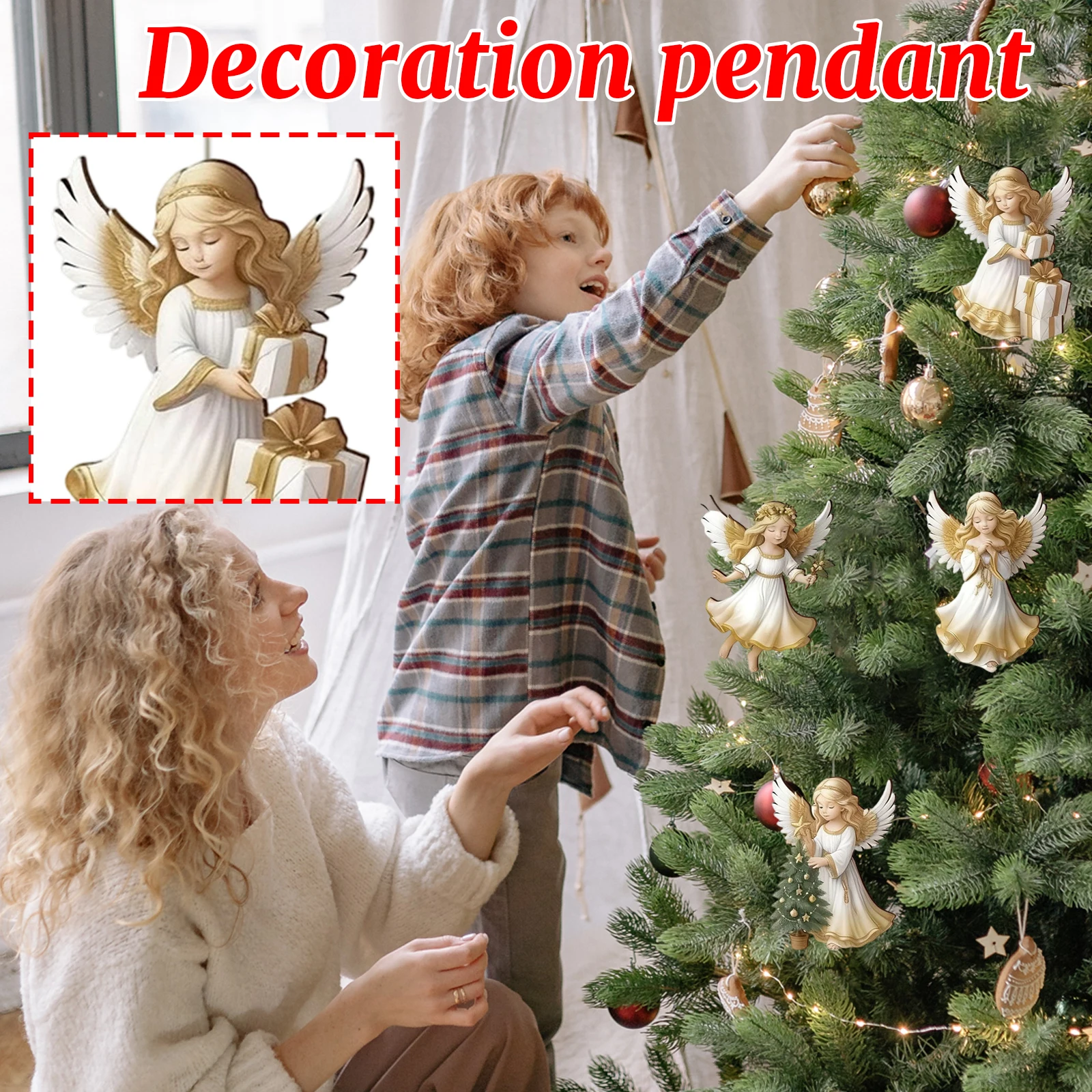 12/24/36 قطعة فيكتوريا الملاك مجموعة زخرفة خشبية ، 2D شقة خشبية الملاك قلادة ، عيد الميلاد عطلة نافذة المنزل الديكور