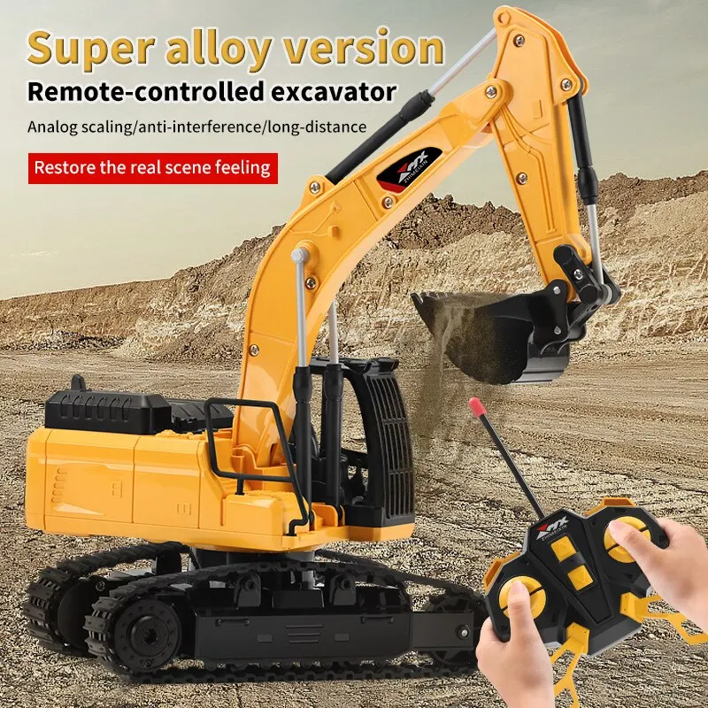 RC Excavator Dumper Car 2.4G Remote Control Engineering Vehicle Crawler Truck Excavator Toys for Boys Kids Christmas Gifts