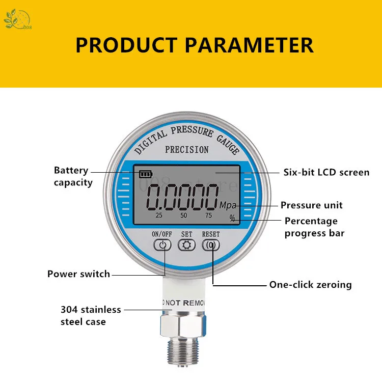 HC-YS100 Stainless Steel Intelligent Battery Digital Pressure Gauge High Precision Seismic Precision Water Pressure Digital Pres