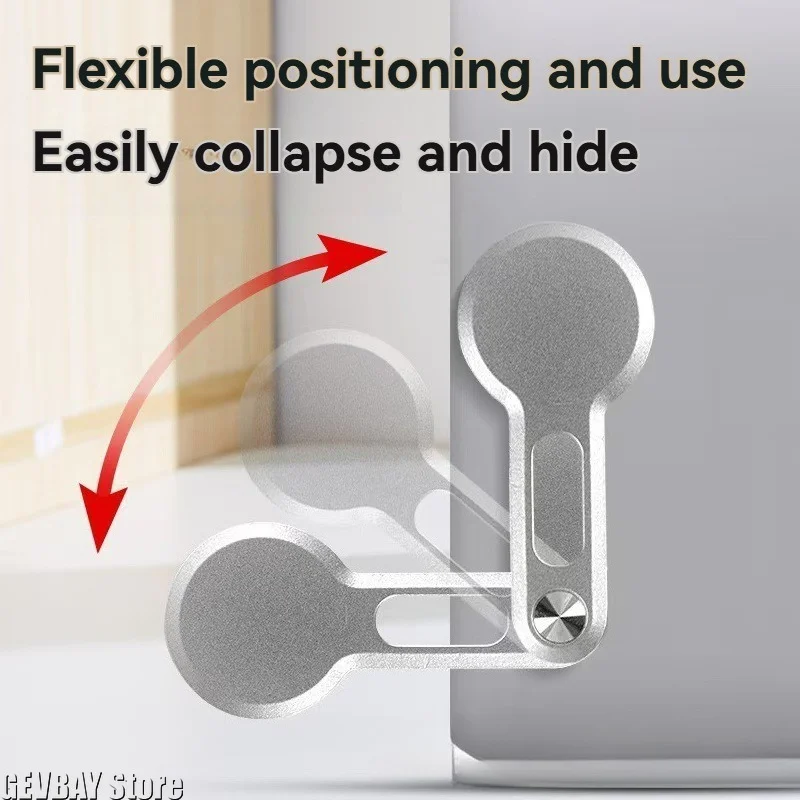 Ultrathin Aluminum Alloy Magnetic Laptop Side Phone Holder Foldable Rollover Dual Screen Stand For Laptop Car Navigation