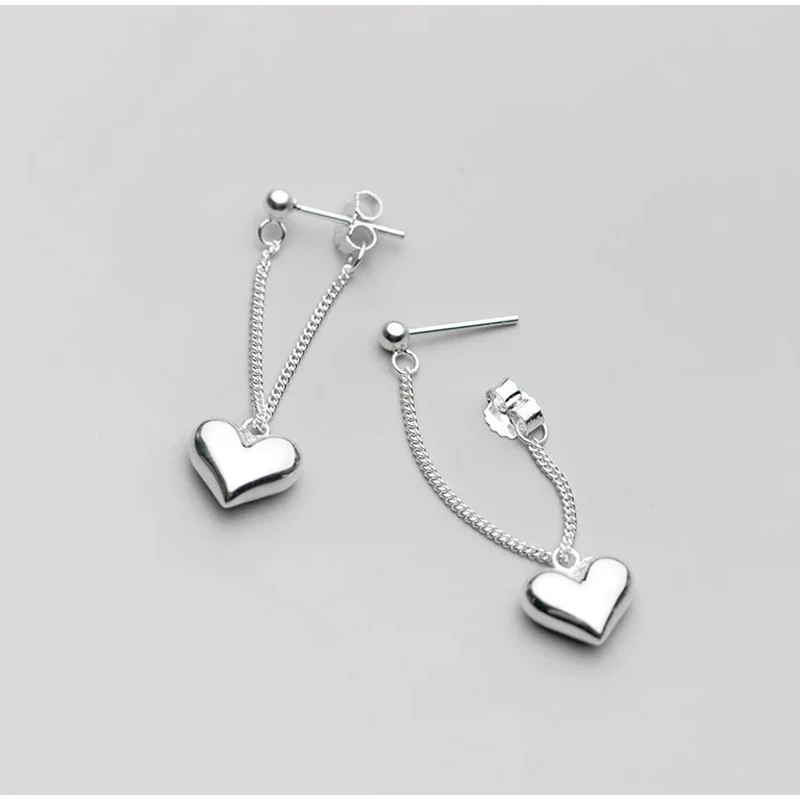 Women\'s Earrings 925 Sterling Silver Heart Chain Earring Beautiful Jewelry Heart Earrings Demon Slayer New In Earrings Hoops