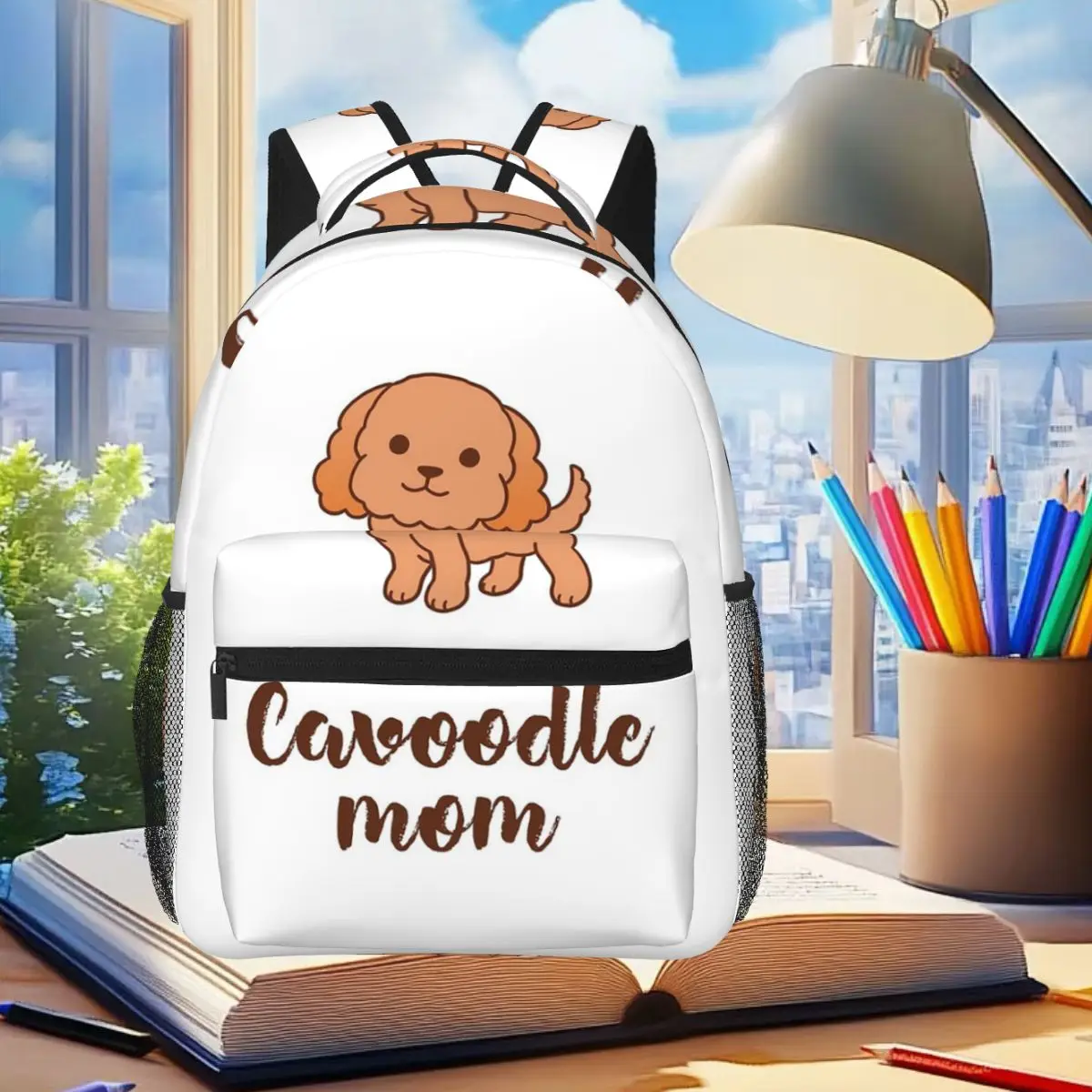 Cavoodle Dog Mom Rucksack für Studenten, Jungen und Mädchen, Büchertasche, Kinderschultasche, Laptop-Umhängetaschen für Männer und Frauen