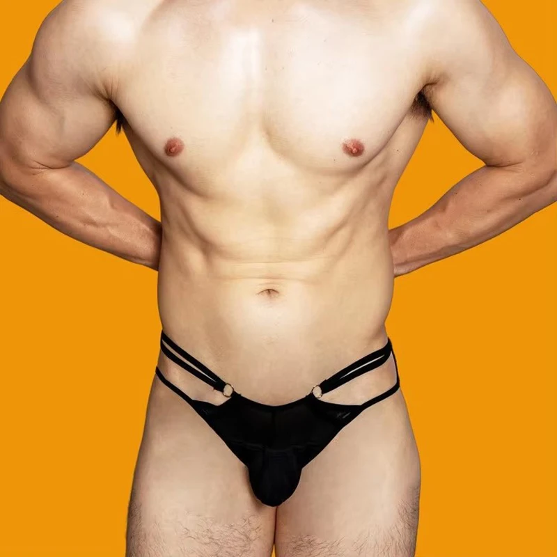 

Мужское нижнее белье Personaliy Cool Hollow Ring Brief Сексуальное мужское полосатое треугольное нижнее белье