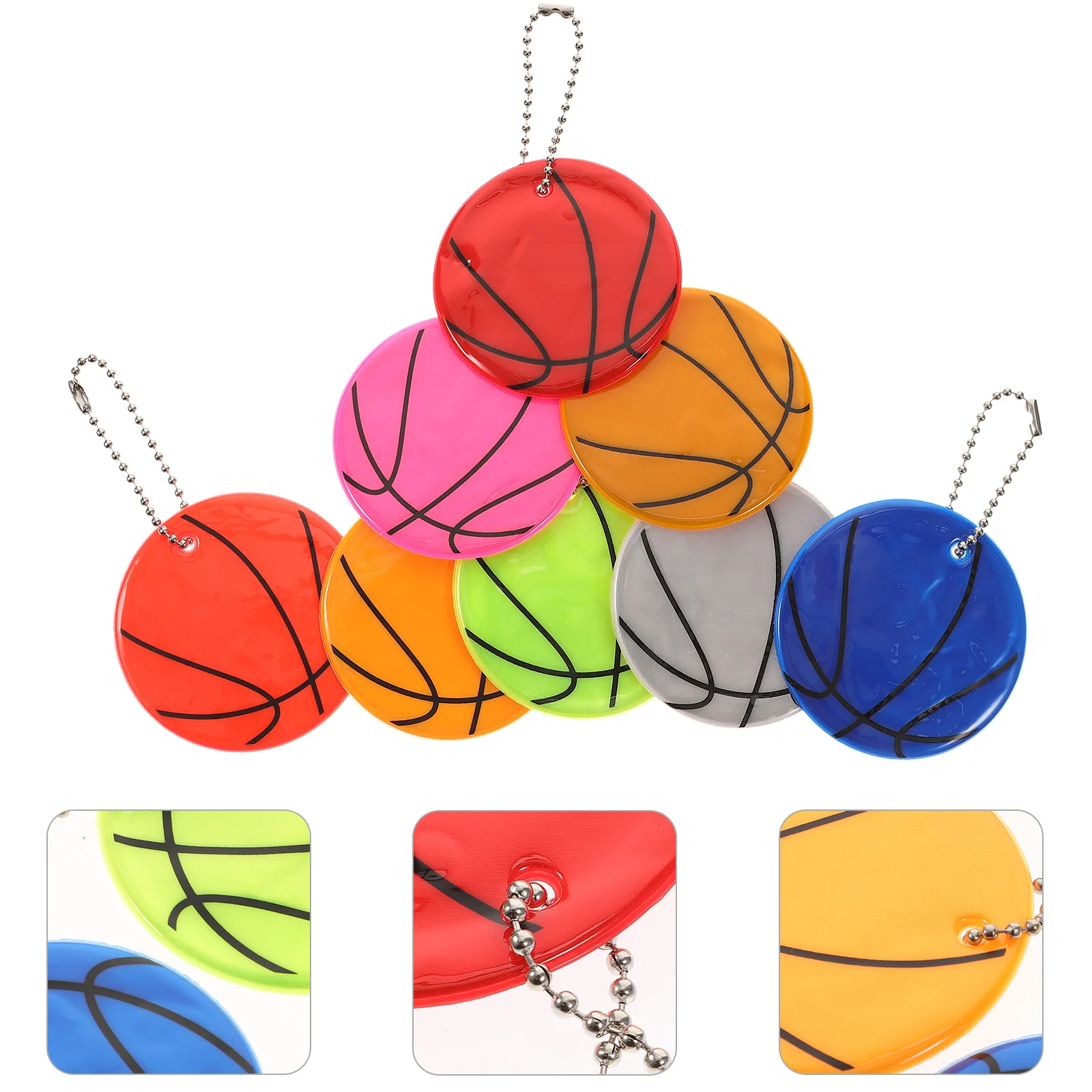 8 Pcs Basketball Reflective Pendant Reflectors Keychains Backpacks Warning Label Compact Handbag Convenient