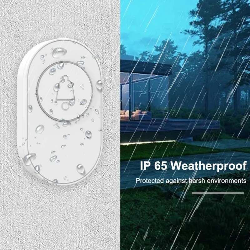 433MHz Wireless Doorbell Elderly Call Receiver Outdoor Waterproof Button With Adjustable Volume