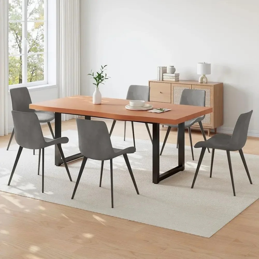 Elegant 63 Solid Wood Dining Table Set for 4, Thickened MDF Table Suitable for Living Room, Kitchen, or Office
