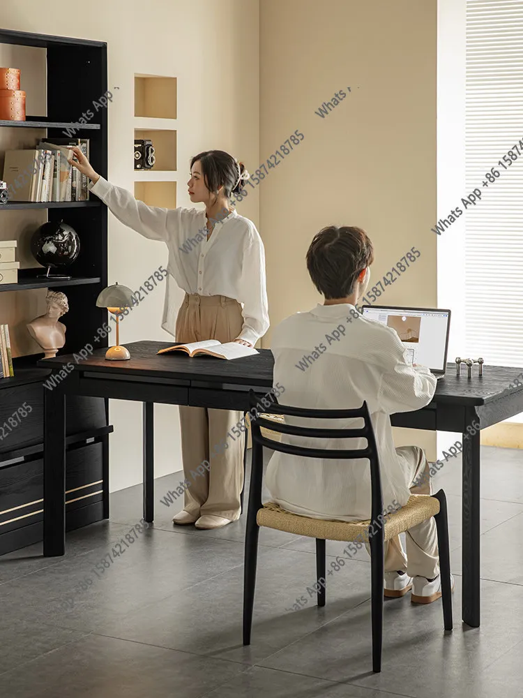 

Мебельный стол Moshan из массива дерева, черный, итальянский минималистичный компьютерный стол, длинный стол для дома, для гостиной и кабинета