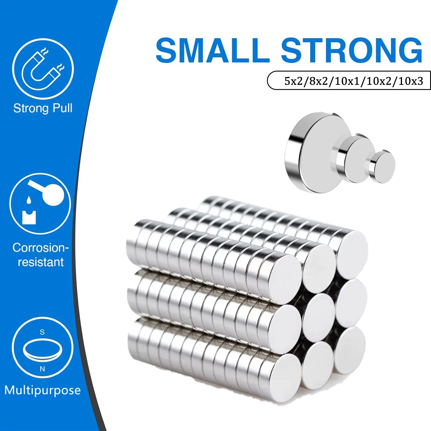 5x2/8x2/10x2/10x3 Disc Magnets Super Powerful Magnets Adsorption Applies to Fridge, DIY, Building, Scientific, Craft, Education