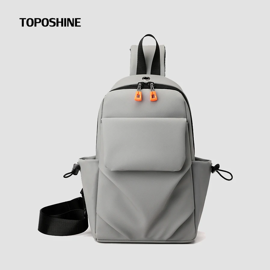 Toposhine Chest Bag 2023 New Solid Color Men Women Chest Package Outdoor Casual Fashion One Shoulder Crossbody Bag Black Gray