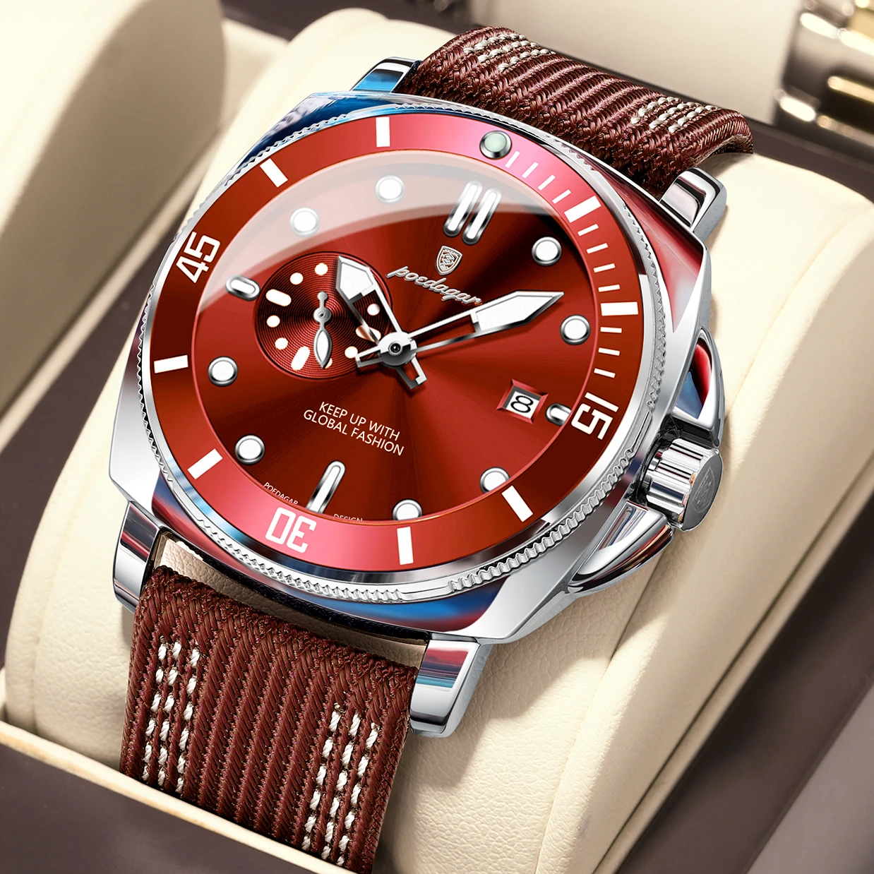 POEDAGAR Luxury Fashion Male Wristwatch Luminous Waterproof Date Watches For Men Nylon Leather Quartz Business Men's Clock Reloj