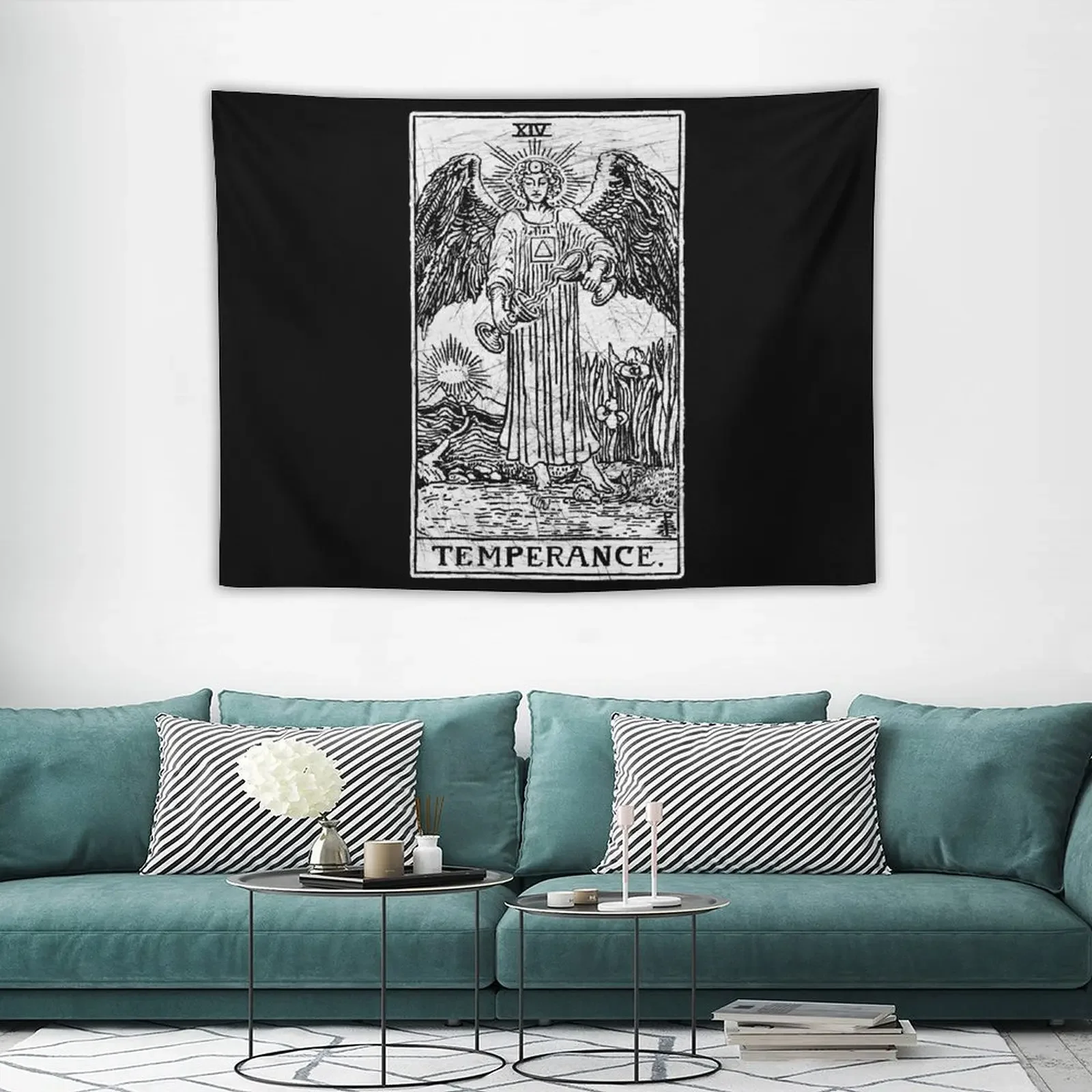 Temperance Tarot Card - Major Arcana - fortune telling - occult Tapestry Aesthetic Room Decoration Tapestry