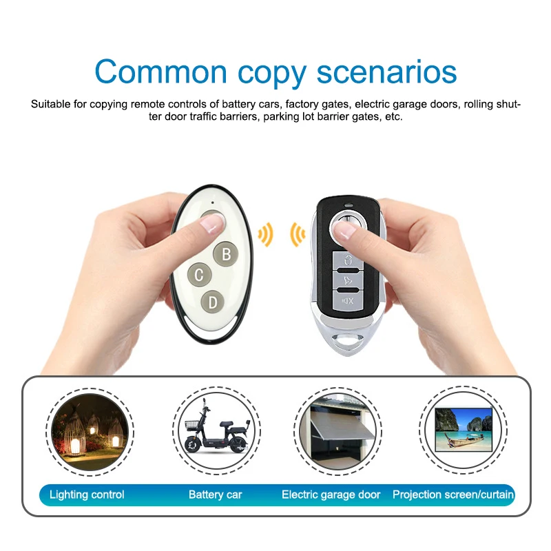 Duplicador de puerta de garaje, Control remoto inalámbrico para cortina de luz automática, 4 botones, 433Mhz