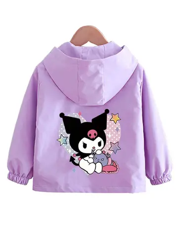 Sanrio kuromi enfants filles veste à capuche manteau 2026 automne bébé garçon dessin animé voitures à manches longues vêtements de sport vêtements d'extérieur pour enfants