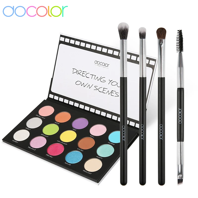 Docolor Eyeshadow Palette 15 Colors Eye Shadow Palette Pigmented Mattes Shimmer Waterproof Palette With 4Pcs Eye Makeup Brushes