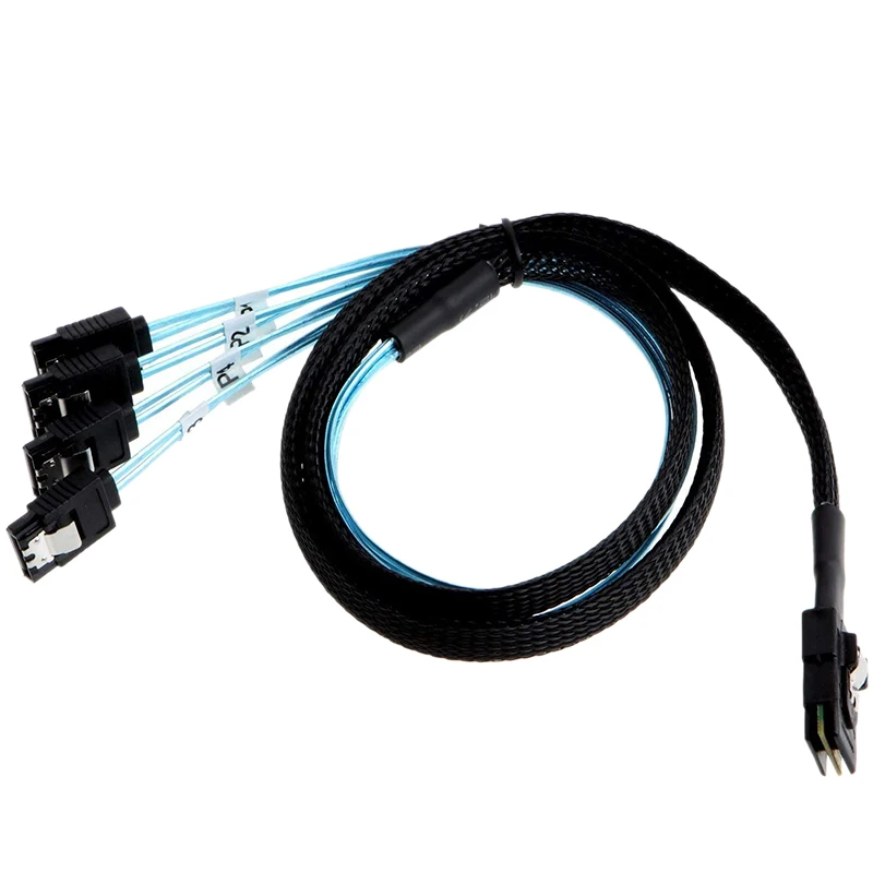 Mini SAS 36Pin (SFF-8087) Male to 4 SATA 7Pin Female Cable, Mini SAS Host/Controller to 4 SATA Target/Backplane 1.0M