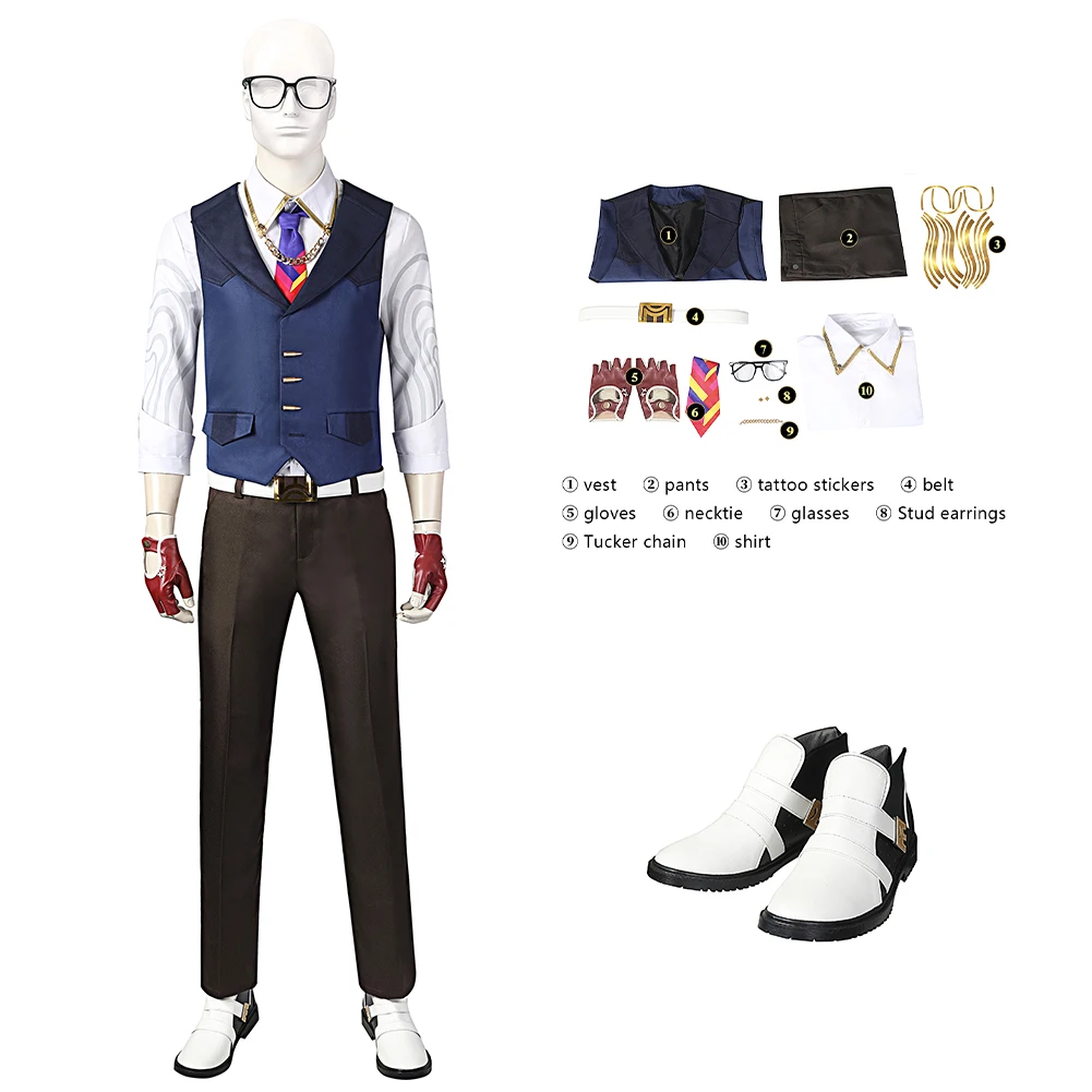 Valorant Chamber Cosplay Costume Game Disguise Fantasia Clothing Halloween Carnival Party Suit