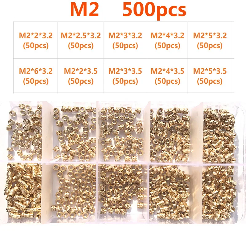 Einsatzmutter-Set M2 M2,5 M3 M4 M5 M6 Messing Hot Melt Rändelmutter Gewinde Wärmeform Doppel-Twill-Einspritzung Einbettung Kupfermutter 3D – Detail 9