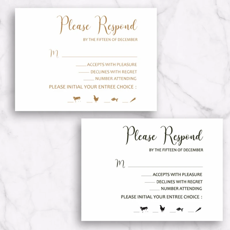 50pcs Personalized Print Pearly RSVP Card Wedding Invitation 9x12cm Mini Reception Reply Wishing Well Thank You Cards IC101