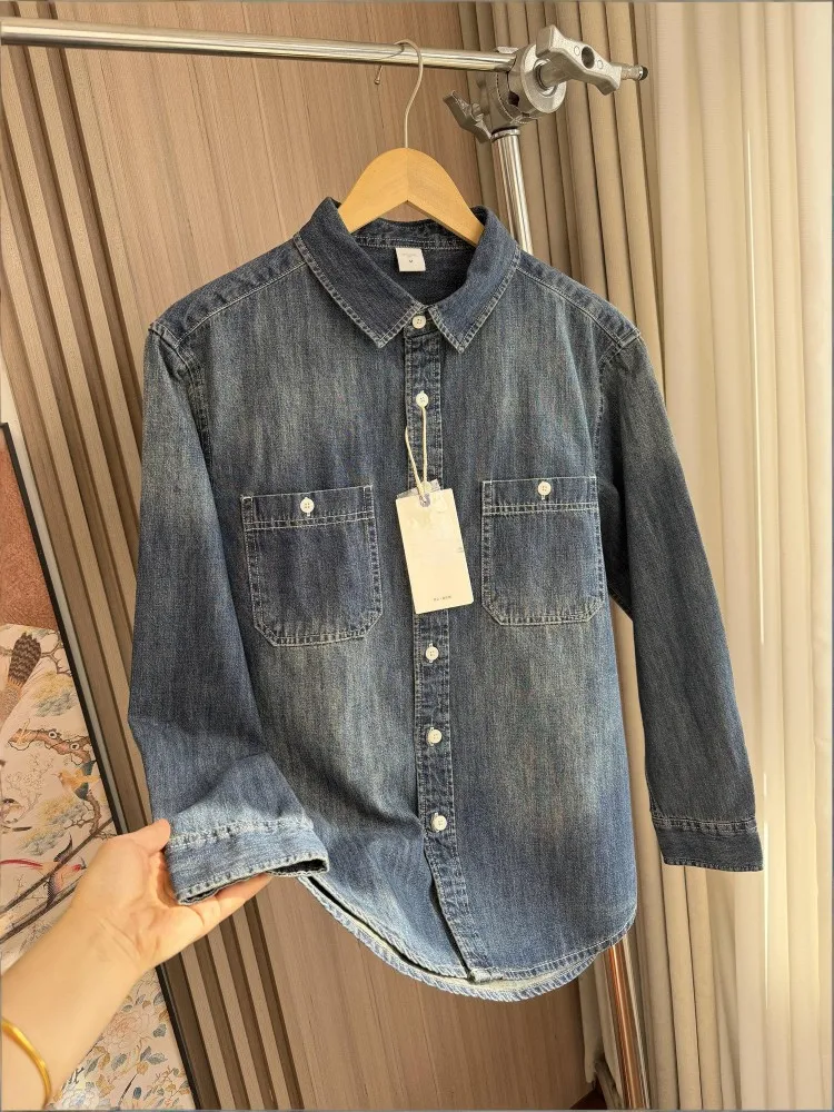 Vintage Mens Denim Jacket New Spring Summer Long Sleeve Thin Style Casual Tops Single Breasted High Street Cotton Shirts Male